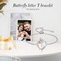 wholesale TOUPOP Rose Heart Bracelet For Women Sterling Silver Butterfly Initial T Letter Link Bracelet Anniversary Birthday Christmas Jewelry Gifts For Her Wife Girlfriend, Large -0-2