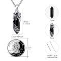 wholesale 925 Sterling Silver Gothic Raven Phoenix Amulet with Black Onyx Stone and Feather Design Pendant Necklace  for Men Women Gifts-0-1