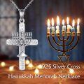 wholesale 925 Sterling Silver Menorah Star of David Cross Pendant Necklace for Women Girls Jewish Hanukkah Gift Judaica Jewelry 48cm Chain Length-0-2