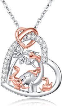 wholesale 925 Sterling Silver Heart Pendant Necklace - Mother's Day Gift for Mom Mama Bear and Dinosaurs Family Jewelry-Mama Dinosaur with 4 Cubs-Mama Dinosaur with 4 Cubs