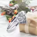 TOUPOP Sterling Silver D Color Vvs1 Heart Moissanite Engagement Ring-0-5