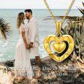 wholesale 18K Yellow Gold Diamond-Cut Open Heart Pendant Necklace with Sparkling Diamond Surface, Hypoallergenic, Gift Box-0-5