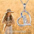 wholesale 925 Sterling Silver Cat Necklace for Women - Heart-Shaped Pendant with Colorful Stones -0-5