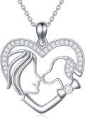 wholesale 925 Sterling Silver Mother and Child Heart Pendant Necklace - Mommy & Me s for Women-0-0