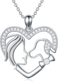 wholesale 925 Sterling Silver Mother and Child Heart Pendant Necklace - Mommy & Me s for Women-Dog and Women