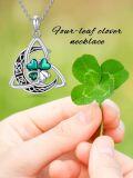wholesale 925 Sterling Silver Cross with Celtic Knot and Green Shamrock Pendant Necklace-0-10