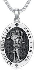 wholesale 925 Sterling Silver &  Saint Sebastian Medal Pendant Necklace for Men/Women - Catholic Protection s-0-0