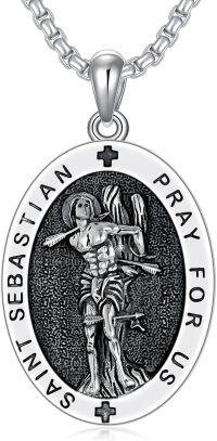 wholesale 925 Sterling Silver &  Saint Sebastian Medal Pendant Necklace for Men/Women - Catholic Protection s-J-St Sebatian Necklace B