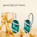 wholesale 925 Sterling Silver Emerald Drop Earrings for Women - May Birthstone Green Gemstone Dangle Jewelry-0-2