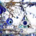 wholesale 925 Sterling Silver Evil Eye Hamsa Star of David Filigree Pendant Necklace with Blue Sapphire Stone-0-5