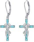 wholesale 925 Sterling Silver & Turquoise Stethoscope Cross Dangle Earrings for Medical Professionals-0-0