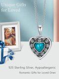 wholesale 925 Sterling Silver Natural Turquoise Heart Shape Pendant Necklace for Women-0-4