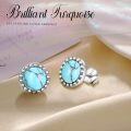 wholesale S925 Sterling Silver Turquoise Stud Earrings Vintage Braids Circle Blue Gemstone Bohemian Ethnic Tribal Jewelry for Women Graduation-0-3