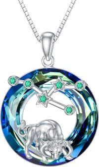 wholesale Sterling Silver Zodiac Necklace with 12 Constellations Horoscope Heart Pendant for Women-02-Taurus Necklace(04.20-05.20)-02-Taurus Necklace(04.20-05.20)