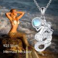 wholesale 925 Sterling Silver Moonstone Mermaid Tail Pendant Necklace - Ocean Jewelry-0-4