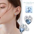 wholesale 925 Sterling Silver Blue Heart Unicorn Stud Earrings-0-4