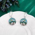 wholesale 925 Sterling Silver Mountain Landscape Drop Earrings with Turquoise and Green Stones-0-2