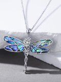 wholesale 925 Sterling Silver Abalone Shell Inlay Dragonfly Pendant Necklace for Women-0-3