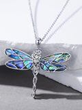wholesale 925 Sterling Silver Abalone Shell Inlay Dragonfly Pendant Necklace for Women-0-3
