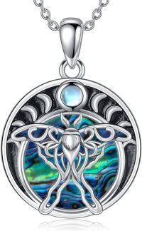 wholesale 925 Sterling Silver Moonstone & Abalone Shell Butterfly Pendant Necklace for Women-Luna Moth
