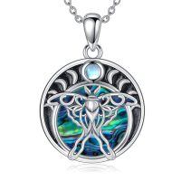 wholesale 925 Sterling Silver Butterfly Pendant Necklace With Abalone Shell Moonstone Detail-Luna Moth