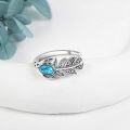 wholesale 925 Sterling Silver Turquoise Leaf Design Adjustable Band Ring Boho Style Statement  for Her Him-0-1