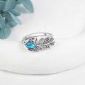 wholesale 925 Sterling Silver Turquoise Feather Ring-0-1