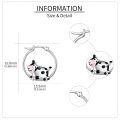 wholesale 925 Sterling Silver Cow Cartoon Charm Hoop Earrings for Girls and Women Gift Idea-0-2