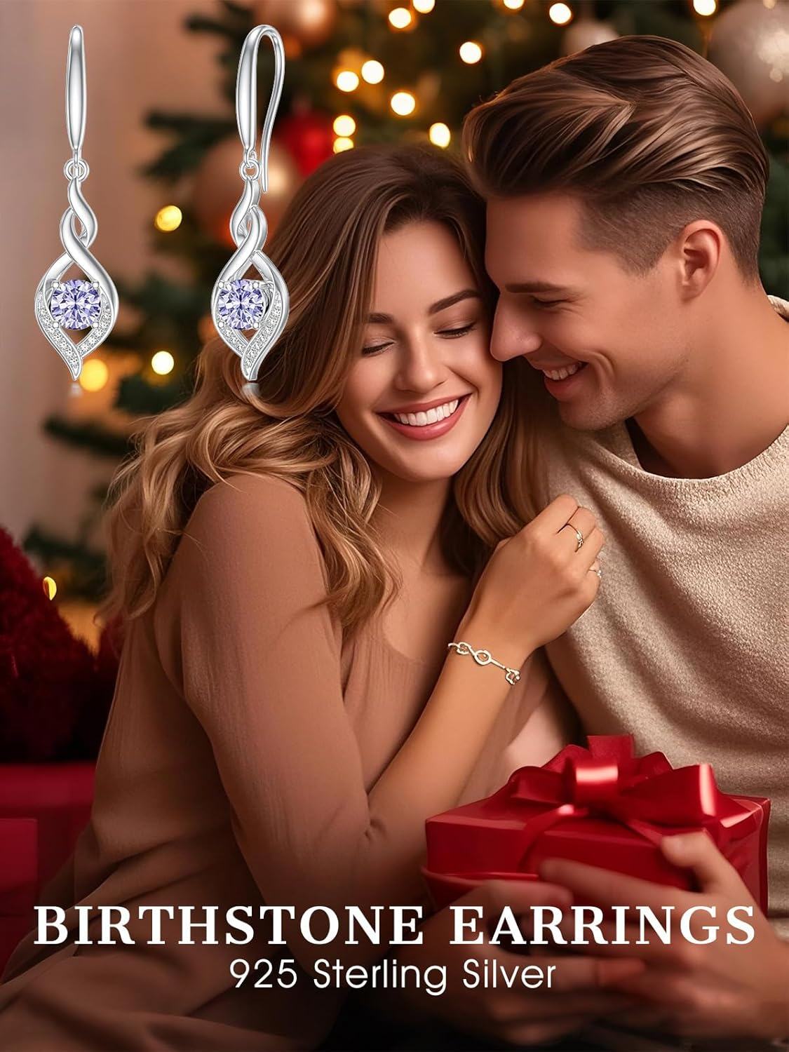 wholesale 925 Sterling Silver Infinity Birthstone Drop Earrings for Women 12 Months Gemstone s-0-2