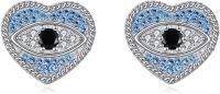 wholesale 925 Sterling Silver Heart Evil Eye Blue Crystal Stud Earrings for Women-Stud Earrings