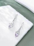 wholesale 925 Sterling Silver Heart Birthstone Celtic Knot Dangle Leverback Earrings-0-88