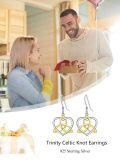 wholesale 925 Sterling Silver Heart-Shaped Celtic Knot Drop Earrings - Gifts for Her-0-5