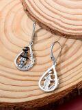 wholesale 925 Sterling Silver Teardrop Witch Hat Pumpkin Bat Gothic Halloween Dangle Earrings-0-2