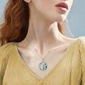 wholesale 925 Sterling Silver Abalone Shell Celtic Knot Moon Fox Pendant Necklace for Women Girls-0-1