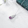 wholesale 925 Sterling Silver Purple Crystal Feather Pendant Necklace s for Women-0-2