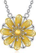 wholesale 925 Sterling Silver Gold Plated Dandelion Flower Pendant Necklace s for Women and Girls-0-0