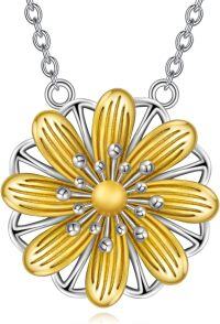 wholesale 925 Sterling Silver Gold Plated Dandelion Flower Pendant Necklace s for Women and Girls-Daisy necklace