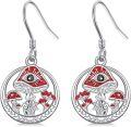 wholesale 925 Sterling Silver Red Enamel Mushrooms & Eye Drop Earrings-0-0
