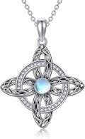 wholesale 925 Sterling Silver Celtic Triquetra Moonstone Cross Necklace for Women-0-0
