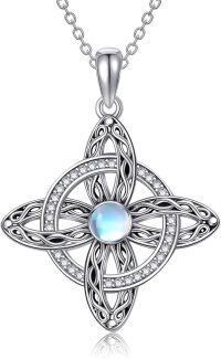 wholesale 925 Sterling Silver Celtic Triquetra Moonstone Cross Necklace for Women-Moonstone