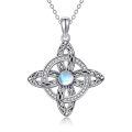 wholesale 925 Sterling Silver Celtic Triquetra Moonstone Cross Necklace for Women-0-0