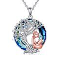 wholesale 925 Sterling Silver Pendant Blue Crystal Tree And Figure Design Necklace-0-0