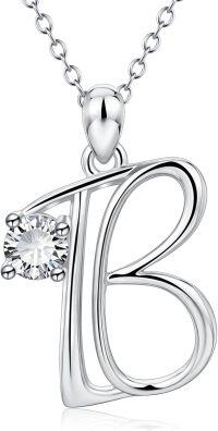 wholesale 925 Sterling Silver 26 Alphabet Pendant Necklace Jewelry-Letter B