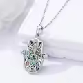 wholesale 925 Sterling Silver Abalone Shell Evil Eye Hamsa Hand Pendant Necklace Wholesale with Multi-Colored CZ Stones and Lotus Design-0-3