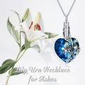 wholesale TOUPOP Lily Urn Necklace Heart Cremation Jewelry For Ashes 925 Sterling Silver Flower Pendant Necklaces With Crystal W/funnel Filler Memorial Keepsakes Jewelry Gifts For Women Girls -0-1