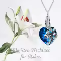 TOUPOP 925 Sterling Silver Crystal Lily Urn Necklace Heart Cremation Jewelry-0-1