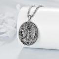wholesale 925 Sterling Silver Saint Michael Medal Protection Jewelry for Men Women Gift Chain Necklace 45cm Length -0-2