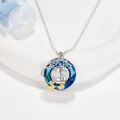 wholesale 925 Sterling Silver Blue Crystal Duck Family Pendant Necklace for Women Girls-0-3