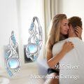 wholesale 925 Sterling Silver Blue Moonstone & Cubic Zirconia Celtic Dangle Hoop Earrings for Women - Irish  Idea-0-5