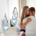 wholesale 925 Sterling Silver Moonstone Drop Earrings Platinum Plated Blue Cz Swirl Design-0-5